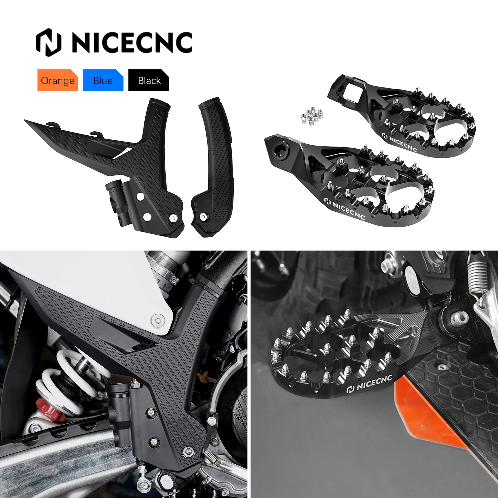  forged enlarged foot pegs foot rests pedals frame guard protection for ktm exc 300 exc thumb200