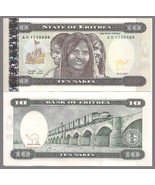 Eritrea P3, 10 Nafka,  1997, 3 woman, camel, women  /  truck, viaduct, U... - $2.76 CAD