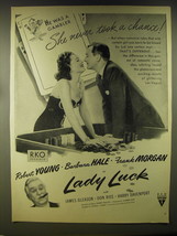 1946 Lady  Luck Movie Advertisement - Robert Young and Barbara Hale - £14.78 GBP