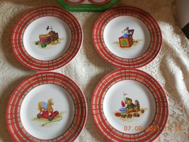 Sakura Set of 4  "Christmas Morning" Plates IOB - $19.79