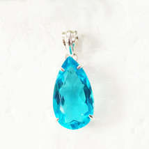 SWISS BLUE TOPAZ Gemstone Pendant, Birthstone Pendant, 925 Sterling Silver Penda - £38.66 GBP