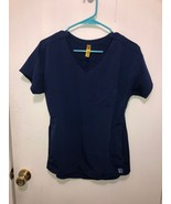 Wonder Wink Wonderwink Womens Navy Blue Scrub Top XS Side Zipper Pockets - $10.88