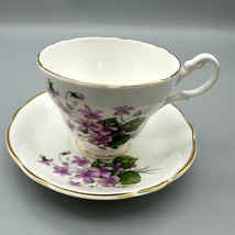 Staffordshire Tea Cup And Saucer English Castle Bone China With Violets ... - £13.71 GBP