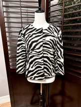 Ann Taylor Women&#39;s Wool Blend Black/Gray Zebra Print Jacket Button S - £18.45 GBP