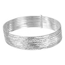 Sterling Silver 925 High Polished Diamond Cut Semanario Bangle Bracelet ... - $143.88+