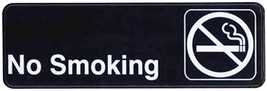 No Smoking Symbol Sign 3&quot; X 9&quot; Black Acrylic Plastic Door Wall Winco SGN-310 - £17.67 GBP
