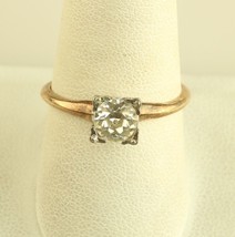 Vintage Sterling + 10K Gold Filled Round Solitaire Ring - £43.52 GBP