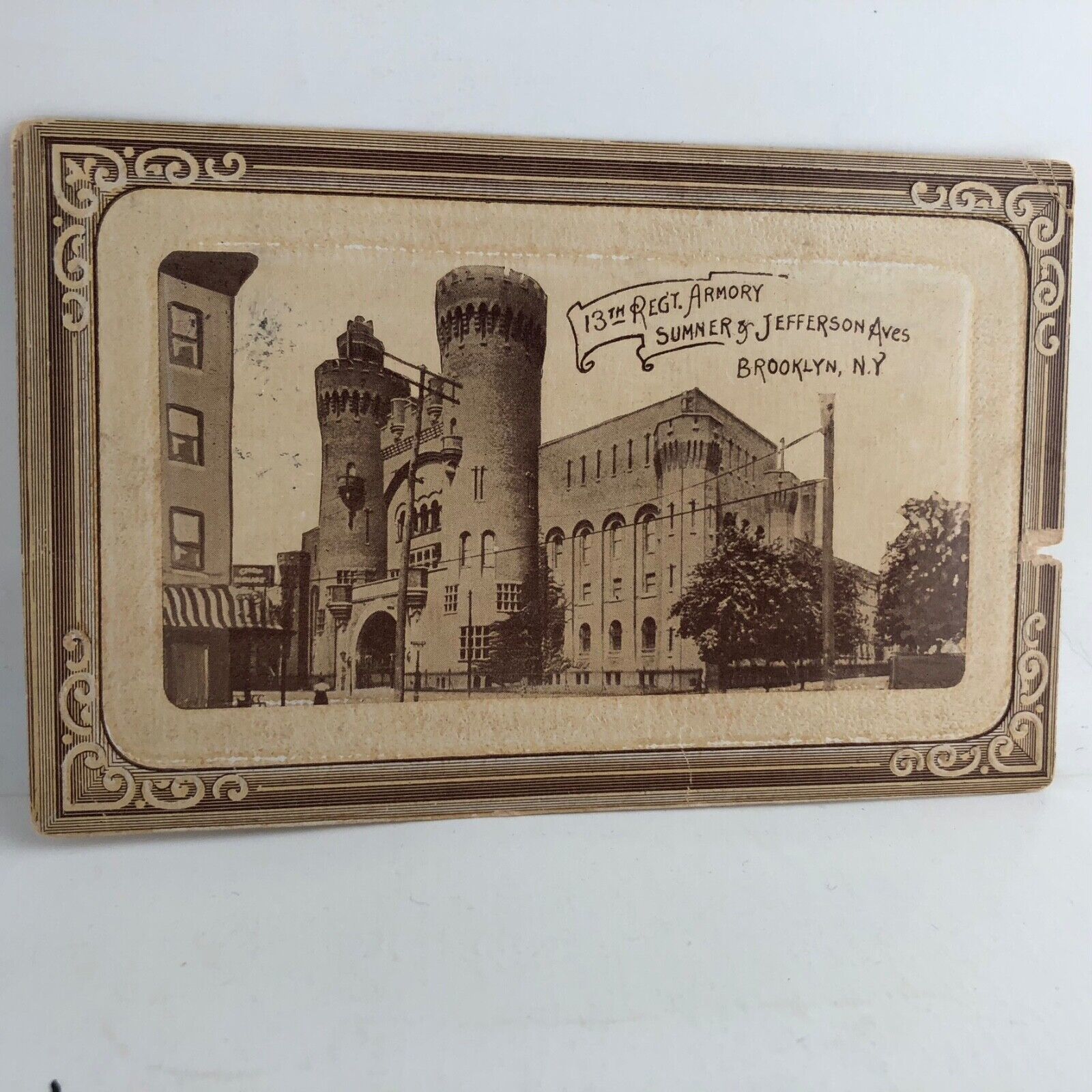 c1910 13th Regiment Armory Sumner &amp; Jefferson Aves Brooklyn NY Postcard ... - $24.75