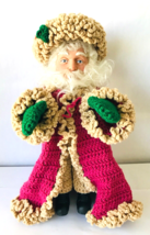 Billie Pepper&#39;s Santa Doll from Fibre Craft Kit 1998 Crocheted Robe Hat Mittens - $33.85