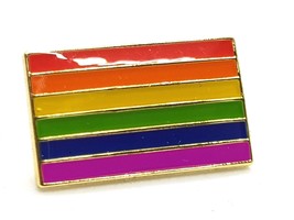 Rainbow Lapel Enamel Pin Badge Gay Pride Pride Rectangular Flag Gold Plated LGBT - £3.02 GBP