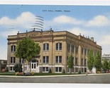 City Hall Pampa Texas Linen Kropp Postcard 1945 - $11.88
