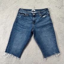Denizen From Levi&#39;s Mens Blue Medium Wash Pockets Raw Hem Jean Shorts Size 34 - £35.55 GBP