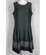 ISLE Sheath Dress Inverted Pleats Banded Hem Green Black White NWT Large - £94.61 GBP