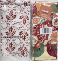 2 DIFFERENT TERRY TOWELS(16.5&quot;x26&quot;)THANKSGIVING FOOD &amp; LEAVES,GATHER TOG... - $14.84