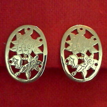 Avon Clip On Earrings Delicate Oval Floral Etched Gold Tone Vtg Jewelry - £10.29 GBP
