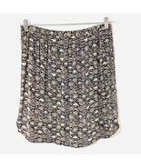 SESSUN Rayon BROWN Black TAN Ivory Print MINI Skirt 40 8 Med FLAT WAIST ... - $31.67