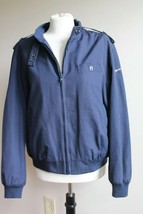 Vtg Etienne Aigner 16 Navy Blue Bomber Jacket Coat Wool Liner Band Collar SJ2 - £23.54 GBP