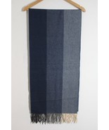 Alfredo Pria Biella Blue Wool Stripe Rectangle Scarf Muffler Italy 15x62 - £22.53 GBP
