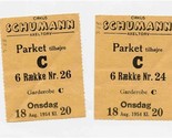 2 Circus Schumann Tickets Frankfurt Germany 1954 - $15.84