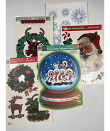 Vtg 90s Christmas Window Clings Lot - Mickey Mouse, Santa, Reindeer &amp; More - $14.95