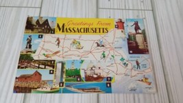 Greetings from Massachusetts MA Map Postcard - £3.12 GBP