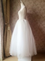 Fluffy White Tulle Maxi Skirt Women Plus Size Tutu Skirt Petticoat for Wedding - £52.29 GBP