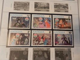 Set of 6 Disney Stamps 1980 from Antigua Sleeping Beauty Christmas, MNH - $14.25