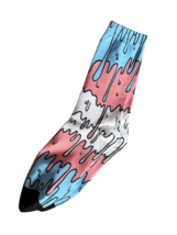 Trans Pride Flag Drip Crew Socks Pink Blue White LGBTQ+ Queer Unisex Pair - $12.99