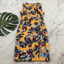 Calvin Klein Womens Sheath Dress Size 10 Yellow Blue Colorful Floral Sleeveless - £27.02 GBP