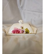 Grace&#39;s Teaware Porcelain Covered Butter Dish Flowers Floral Butterflies - $44.76 CAD