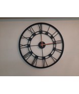 Metal Black Skeleton Hand Made Antique Big Vintage Decor Roman Wall Clock Room - $164.41
