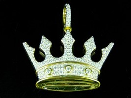 1.50Ct Simulated Diamond King Crown Pendant 14K Yellow Gold Plated Free ... - $148.49