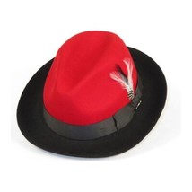 Men BENTLY Hat Australian Wool Fedora Damien Collection DM754 Red/Black image 2