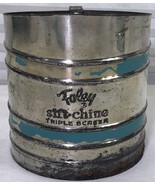 Vintage Foley Sift-Chine Flour Sifter Triple Screen,Teal Turquoise Bands... - $13.47 CAD