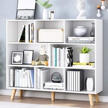 Iotxy Warm White Wooden Open Shelf Bookcase - 3-Tier Floor Standing Display - $155.98