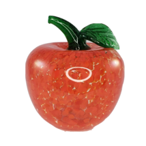 Art Glass Red Apple Fruit Fake Faux Home Decor Speckled Clear Glass Beautiful - £19.83 GBP