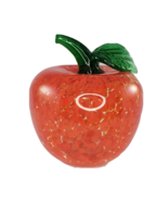 Art Glass Red Apple Fruit Fake Faux Home Decor Speckled Clear Glass Beau... - £12.73 GBP