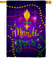 Mardi Gras Beads - Impressions Decorative House Flag H192435-BO - £29.71 GBP