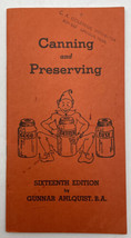 Vintage Canning and Preserving Gunnar Allquist 1945 Booklet The Gunnard ... - £8.18 GBP