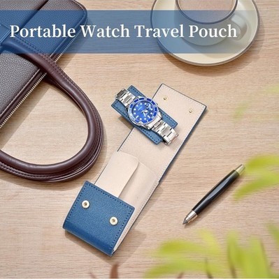 Travel Leather Watch Pouch/Watch Travel Case with Suede Lining/Luxury Leather... Item image 3