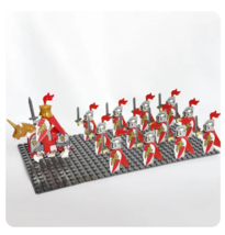 13pcs Castle Knights Red Weapons Horse Lion Sword  Army Building Block Fit Lego - £22.30 GBP