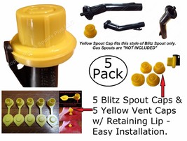 10pcs Total New Combo Pk 5 Blitz Yellow Spout Caps +5 Yellow Gas Can Vent Caps - £12.09 GBP