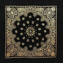 Carolina Creative Bandanna (Black/Gold) Metallic Paisley 22&quot; x 22&quot; Hav-A... - $7.47