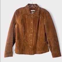 Coldwater Creek Brown Suede Brass Snap Jacket snap sleeves Sz Medium Petite - £38.24 GBP