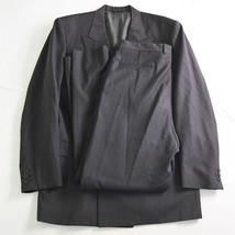 Vtg Canali 40L 34x32 Gray Stripe Double Breasted Italy Wool Mens Suit - £112.37 GBP