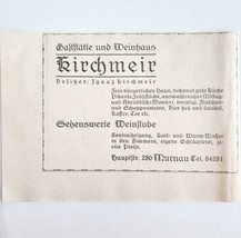 1940 Kirchmeir Restaurant Wine House Advertisement Murnau Germany Import... - $380.53 MXN