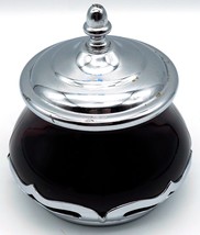 Purple Glass Candy Jar Trinket Box Chrome Holder Lid Krome-Kraft Farber ... - $25.99