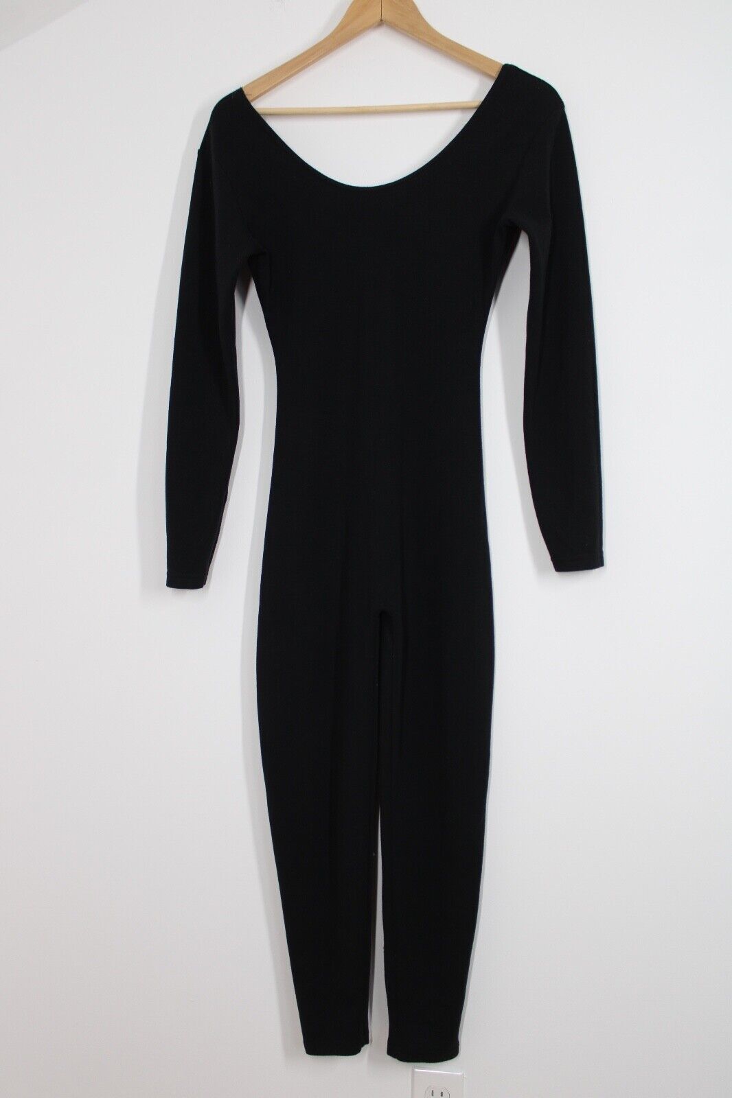 Primary image for Vtg Express Tricot S Black Stretch Knit Scoop Neck Fitted One-Piece Bodysuit