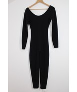 Vtg Express Tricot S Black Stretch Knit Scoop Neck Fitted One-Piece Body... - £42.03 GBP