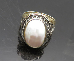 Carolyn Pollack 925 Silver - Vintage Mother Of Pearl Band Ring Sz 7.5 - RG19594 - £76.86 GBP